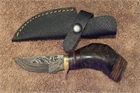 Handmade Damascus Steel Fixed Blade Knife & Sheath