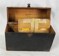 Vtg Wood Storage Box W/ 12" Film Reel
