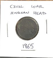Civil War Indian Head 1865 penny