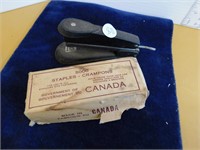 VINTAGE GOVERNMENT ISSUED STAPLER AND STAPLES