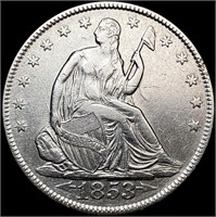 1853 Arws & Rays Seated Liberty Half Dollar