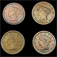 (4) US Large Cents (1843, 1844, (2) 1851)