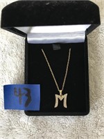 14K Gold Necklace With "M" Pendant