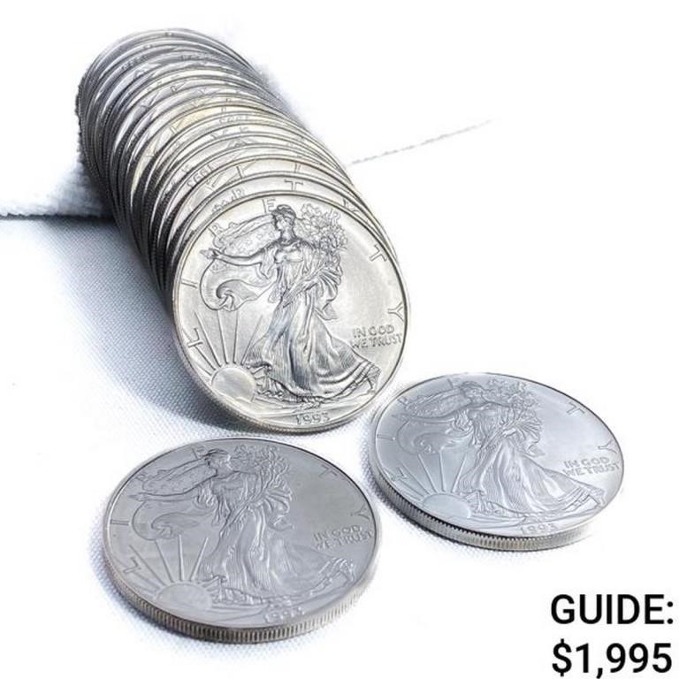 1993 American 1oz Silver Eagle Roll (19 Coins)