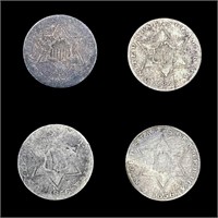 (4) 1856 US Silver Three Cents