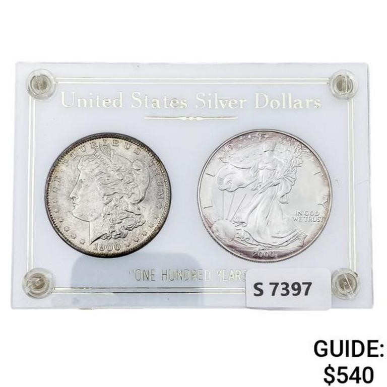 1900 & 2000 US Silver Dollar 100 Year Set