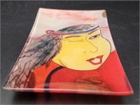 Asian Art Glass Tray