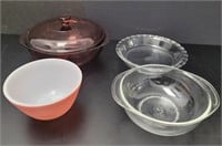 4 Pyrex Finds: Pink Mixing Bowl, Amber Casserole