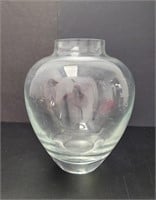 Large Thick Clear Glass Floor Vase