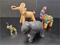4 Artisan Crafted Elephant Figures