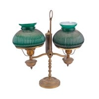 Vintage Student Lamp with Green Shades