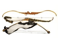 Two Recurve Bows, Compound Bow & Arrows