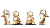 Brass Book Ends & Chinese Figurines