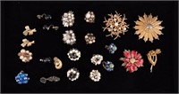 Vintage Designer Costume Brooches & Clip Earrings