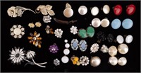 Vintage Designer Earrings and Flower Brooches