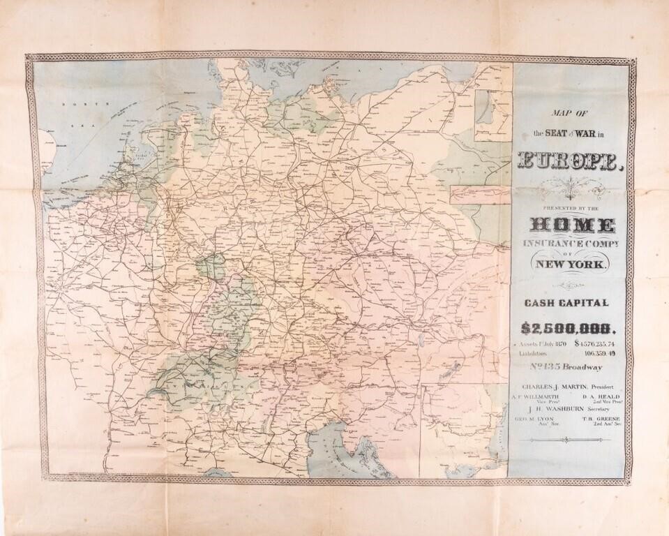 1870 Map of the Seat of War in Europe