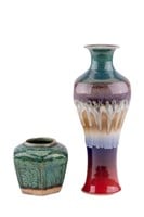 Chinese Brush Pot & Drip Glaze Vase