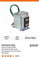 Hampton Bay Wired 16VAC/30VA Doorbell Transformer
