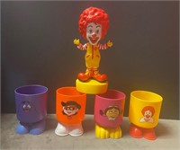 Set of 4 Cups and 2002 plastic Ronald