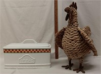 Ceramic Breadbox, Rattan Rooster