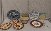 Roseville Covered Casserole, Decorative Plates
