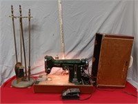 Fireplace Tool Set & Sewing Machine