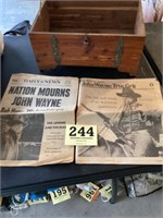 Wooden box with 2 1979 newspapers 
With john