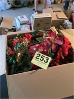 Box lot of Christmas floral decorations
