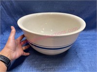Large #12 antique blue stripe mixing bowl