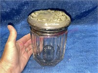 Antique art nouveau glass humidor cigar jar w/ lid