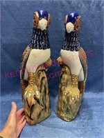 Pair 18in Mexican handmade colorful bird figurines
