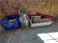 Milk can and miscellaneous yard items
