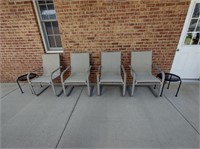 Set of 4 lawn chairs and 2 metal side tables