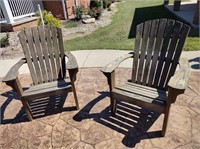 Set of two Adirondack wooden lawn chairs