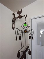 Cast iron decorative wind chime cross