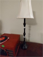 Lamp, wood Crosley record player w/ records