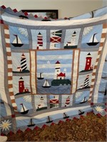 Full sized quilt, sailing themed
