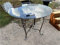 GLASS TOP IRON BASE TABLE