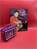 Ricky Nelson metal poster and collectible tin
