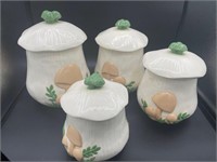 Vtg Arnel’s Mushroom Canister Set Ceramic 1970s