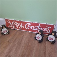 Metal Christmas Sign & 3 Bear Coaster Sets