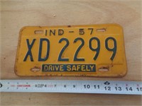 1957  INDIANA LICENSE PLATE