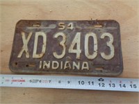 1954  INDIANA LICENSE PLATE