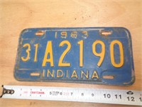 1963  INDIANA LICENSE PLATE
