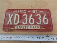 1961  INDIANA LICENSE PLATE