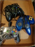 XBOX AND 2 OTHER GAME CONTROLLERS