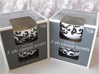 Two NIOB Two Pack Silver Noel Cereal Bowls