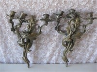 Pair Of 17" Metal Candle Stick Holder Sconces