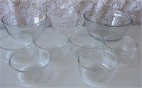 Anchor Hocking Measuring Cup & 6 Small Pyrex Bowls