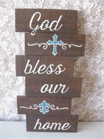 10 X 16 God Bless Our Home Wood Hanging